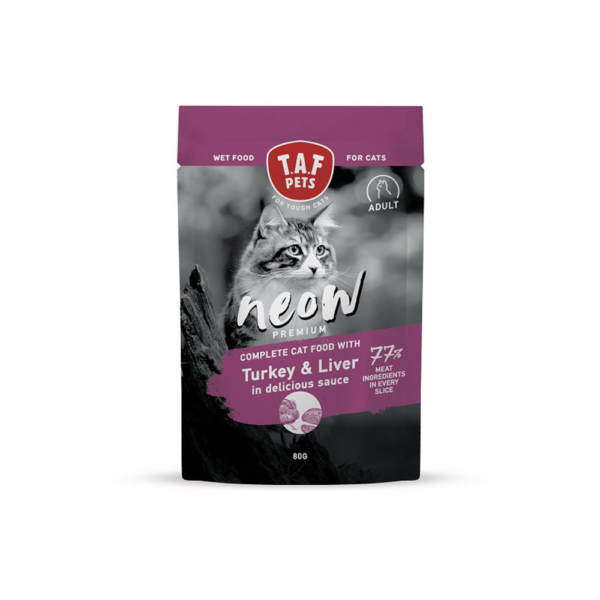 Υγρή Τροφή Γάτας Taf Neow Adult με Γαλοπούλα & Συκώτι 80gr